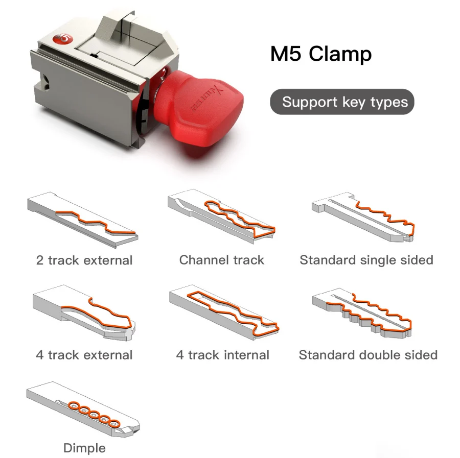 Xhorse Condor XC-MINI Plus II Key Cutting Machine Support Car/Motorbike/House Keys With M3 and M5 Clamps - Compatible clamps, cutters, and probes