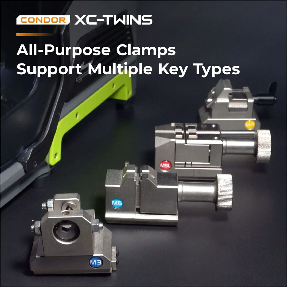 Xhorse CONDOR XC-TWINS Key Cutting Machine XCMT01GL AI Optical Recognition - Clamps, cutters, and working area