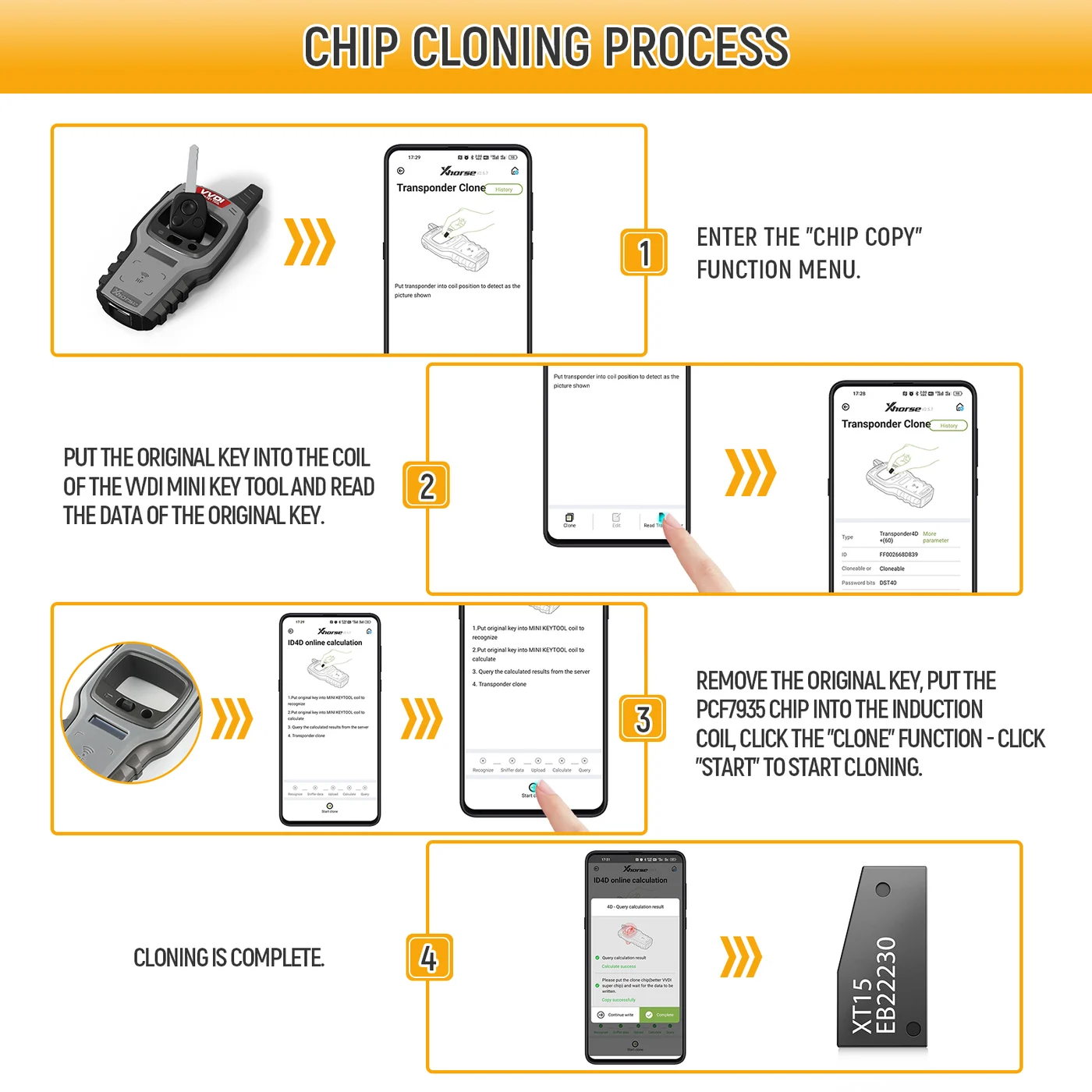 Xhorse VVDi 7935 Chip XT15 Transponder Support Rewrite Work On Xhorse App 10pcs/lot - Remote and transponder details
