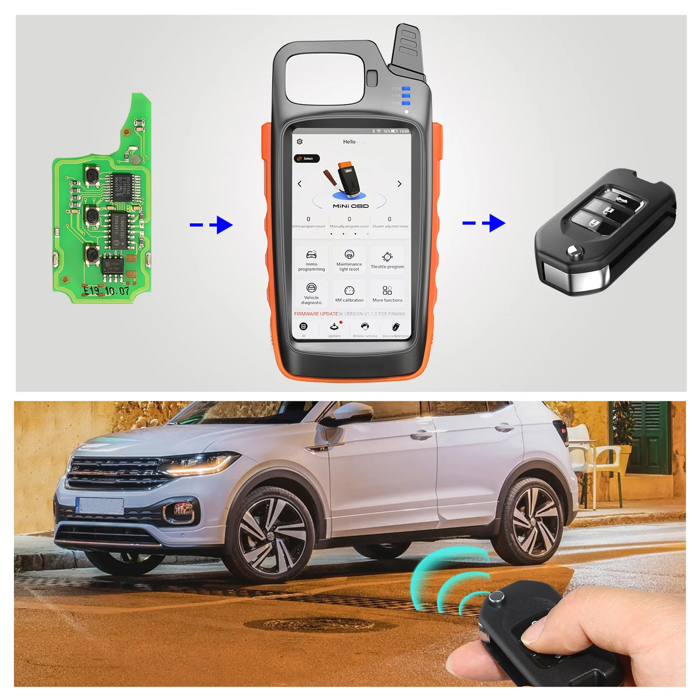 Xhorse VVDI Key Tool Max +10Pcs Super chips XT27A01+Free Renew Cable - Status indicator lighting