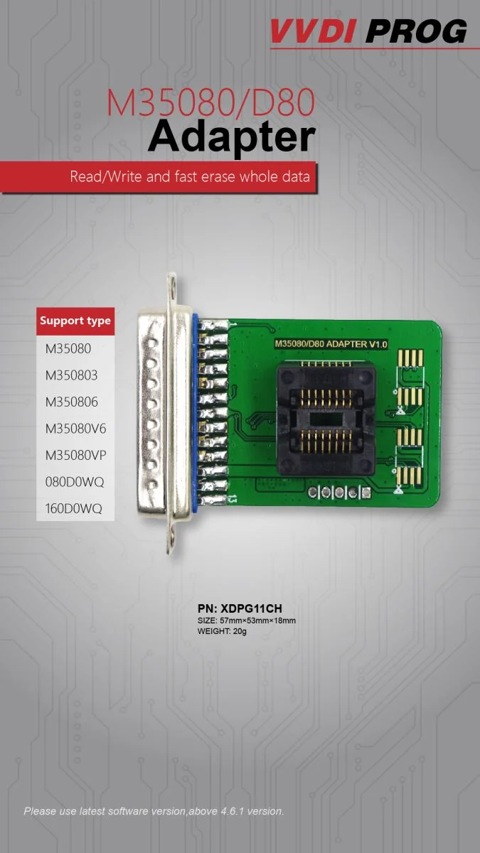 Xhorse VVDI Prog Programmer Mulit-Language With Full 10 Kinds Adapters - Adapter and connection details