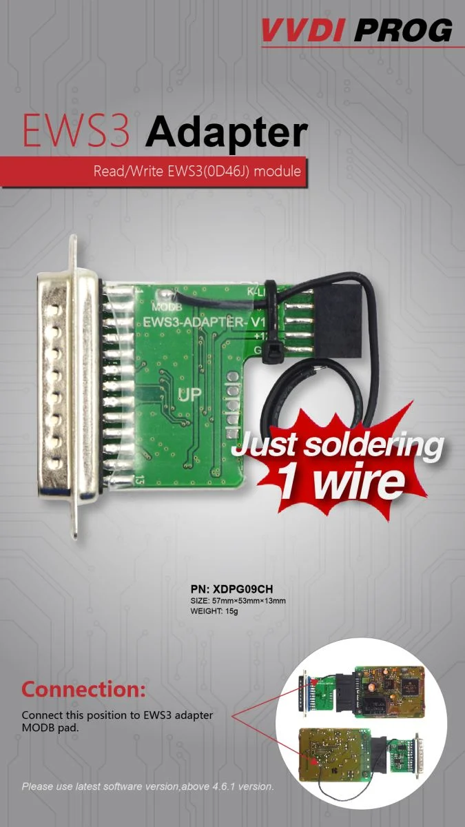 Xhorse VVDI Prog Programmer Mulit-Language With Full 10 Kinds Adapters - Adapter and connection details