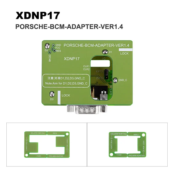 Xhorse XDNP17CH Adapters Solder-free Porsche 1PCS Set For Xhorse MINI PROG and Key Tool Plus - Adapter and connection details