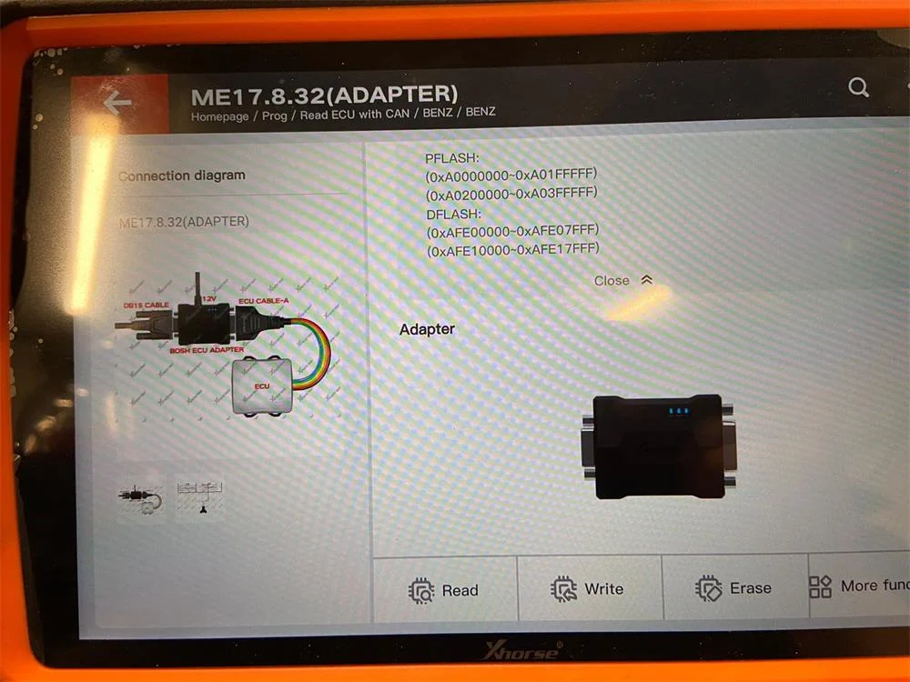 Xhorse XDNP30 Bosh ECU Adapters with 2 Cables work with VVDI Key Tool Plus/VVDI Mini Prog - Adapter and connection details