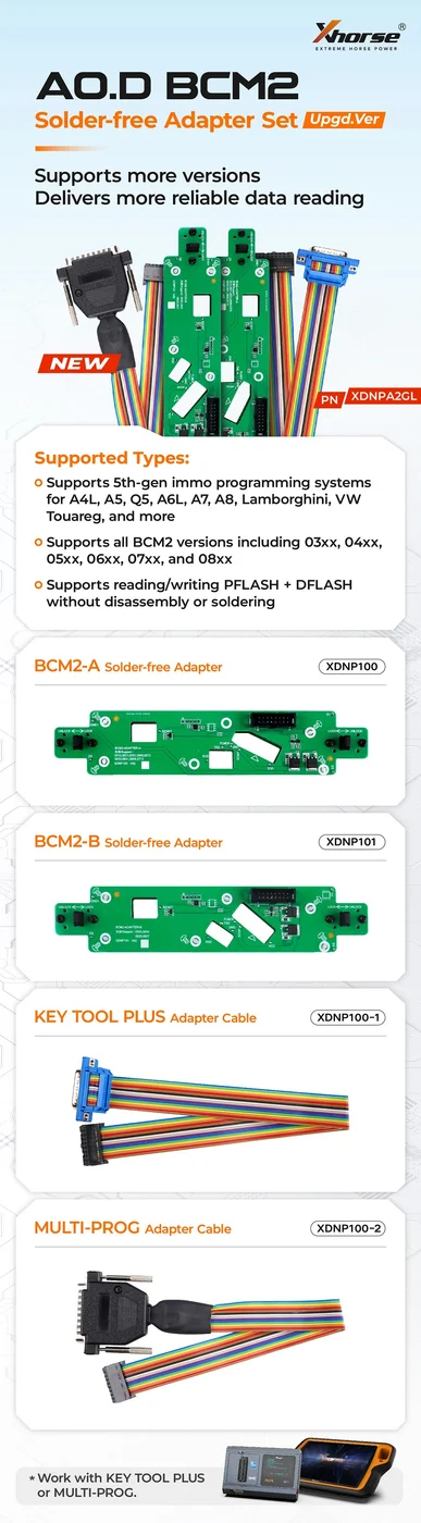 Xhorse XDNPA2 BCM2 Solder-free Adapter for Audi 5th IMMO work with Key Tool PLUS/VVDI Prog/VVDI2/Multi Prog - Product feature detail 1