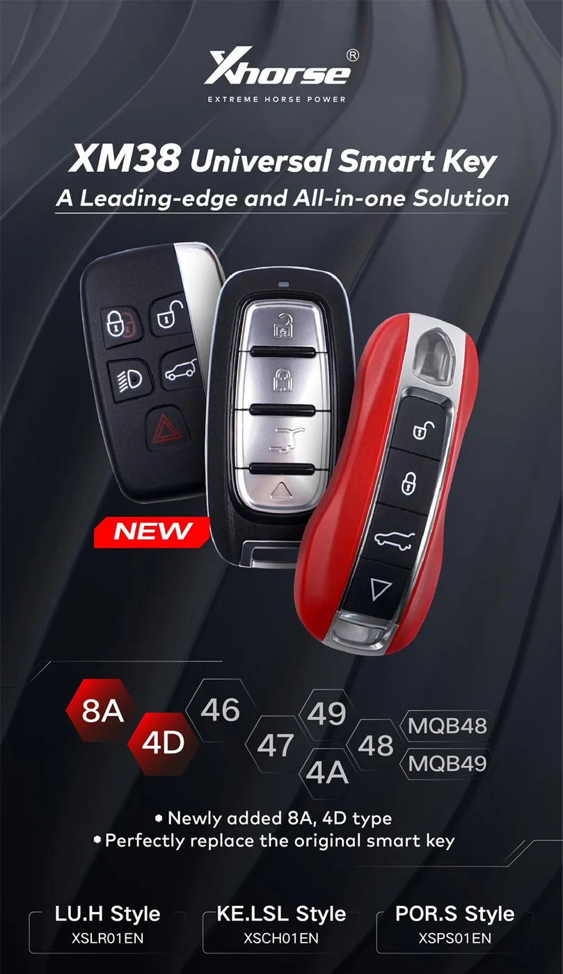 Xhorse XSCH01EN Smart Remote Key XM38 Chrysler 4 Buttons Key English 5pcs/lot - Remote and transponder details