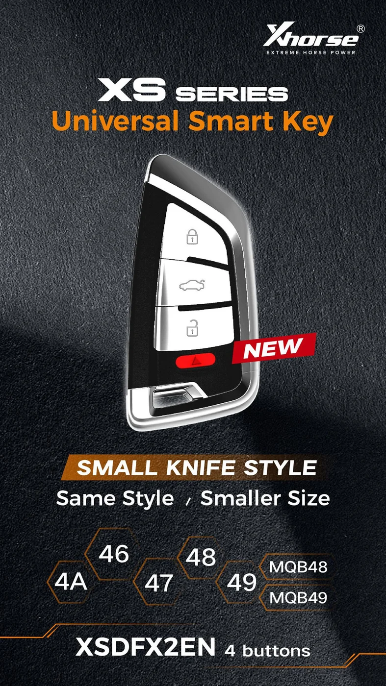 Xhorse XSDFX2EN Knife 4 Buttons Universal Smart key Supports 4A/46/47/48/49 MQB48 MQB49 5pcs/lot - Product feature detail 1