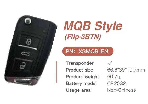 Xhorse XSMQB1EN Smart Remote Key MQB Filp 3 Buttons Proximity English 5pcs/lot - Product feature detail 1