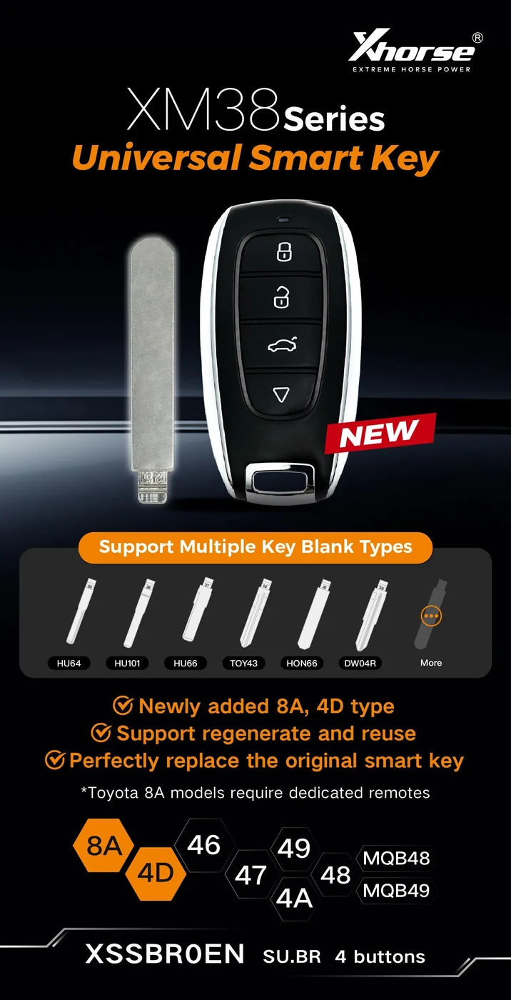 Xhorse XSSBR0EN Subaru 4 Buttons XM38 Universal Smart key 5pcs/lot - Product feature detail 1