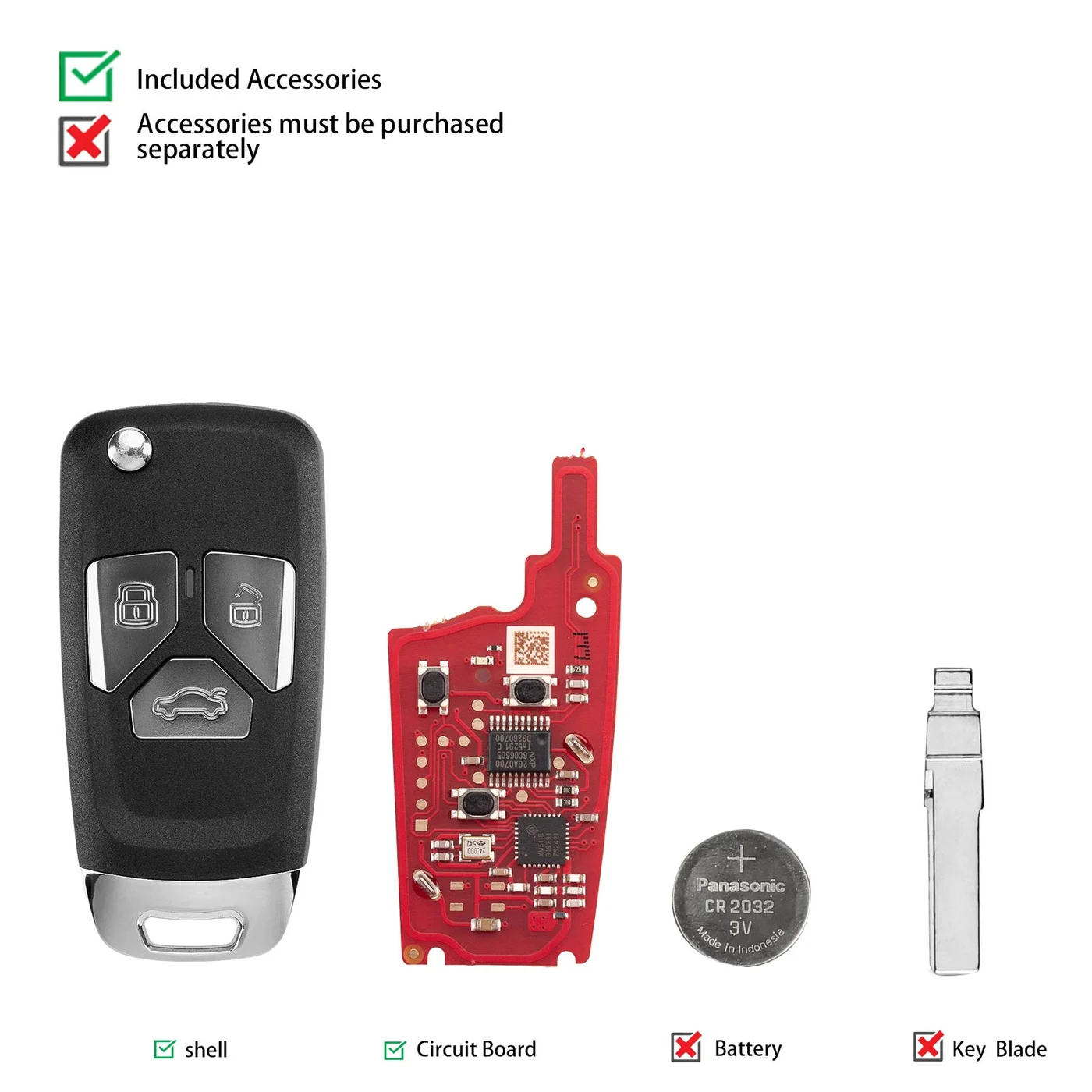 XHORSE XNAU21EN 2ndGeneration Wireless Remote Key Remote Key Audi Flip 3/4 Buttons English 5pcs/lot 2