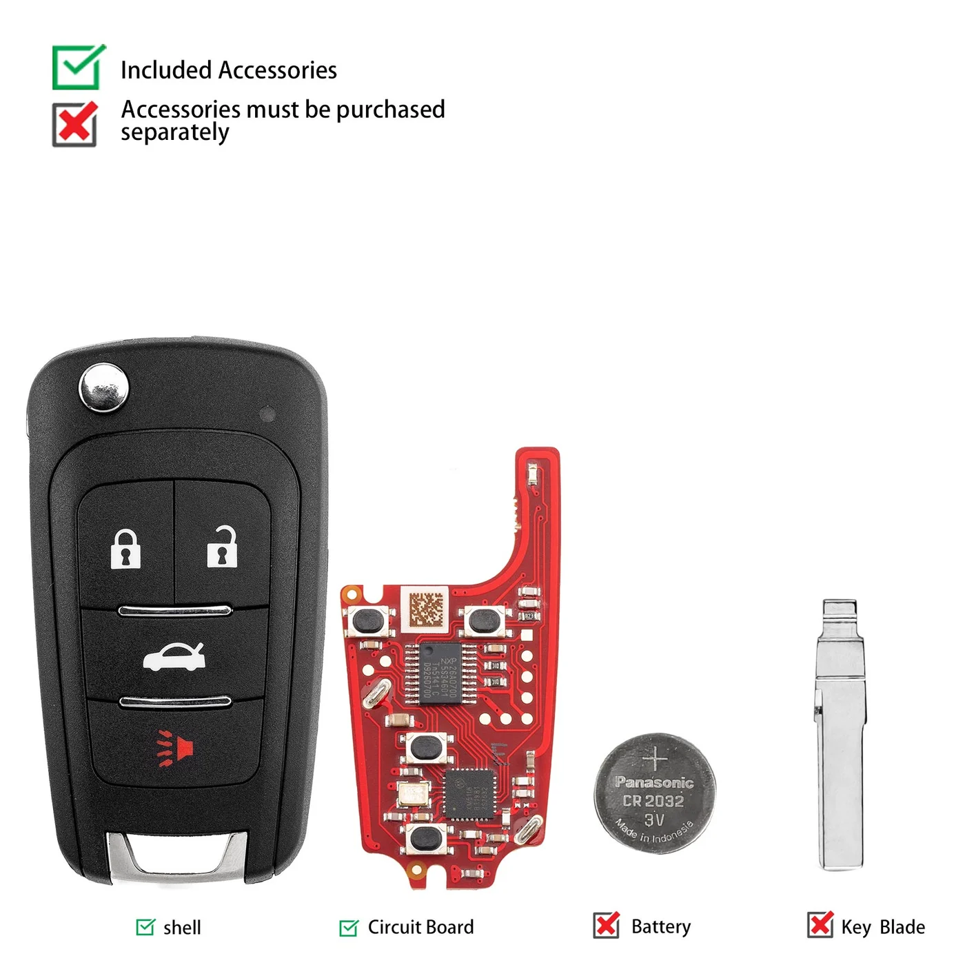 Xhorse XNBU21EN 2ndGeneration Wireless Remote Key Buick Flip 4 Buttons English 5pcs/lot 2