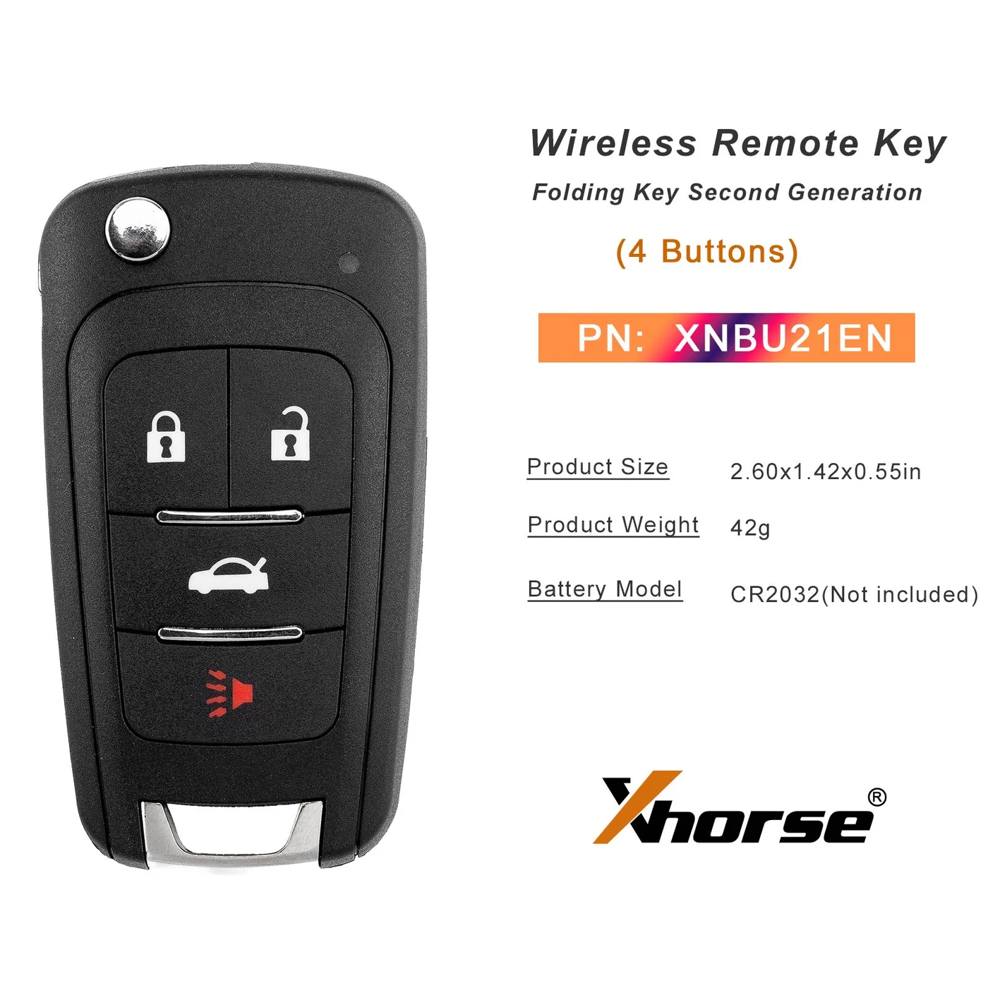 Xhorse XNBU21EN 2ndGeneration Wireless Remote Key Buick Flip 4 Buttons English 5pcs/lot 6
