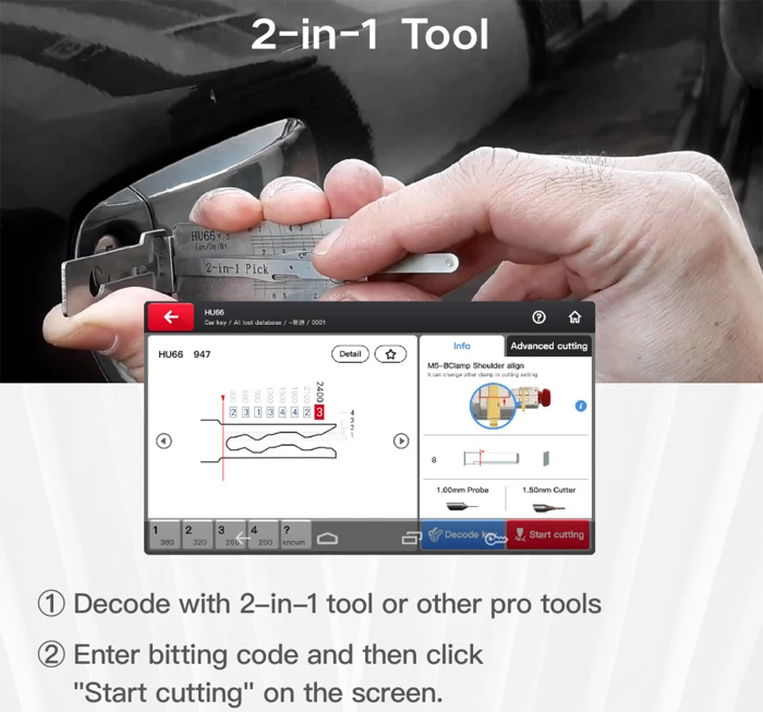 Xhorse Condor XC-MINI Plus II Key Cutting Machine Support Car/Motorbike/House Keys With M3 and M5 Clamps feature detail 5
