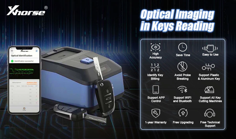 Xhorse Dolphin II XP005L Key Cutting Machine plus Key Reader XDKP00GL feature detail 11
