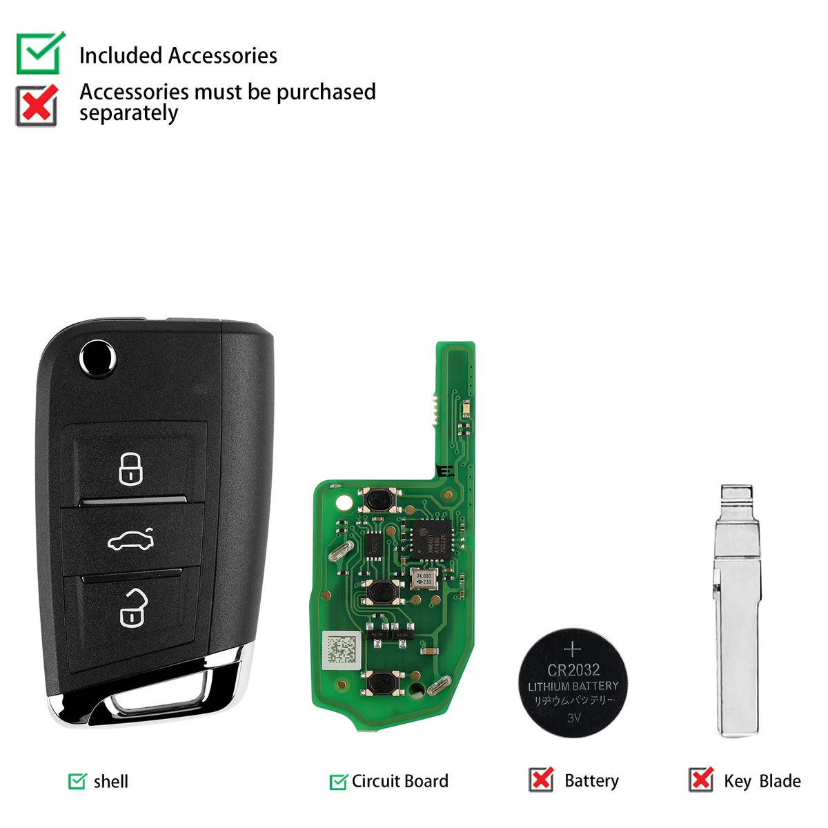Xhorse XEDM01EN Super Remote Key MQB 3 Buttons Built-in Super Chip English 5pcs/lot