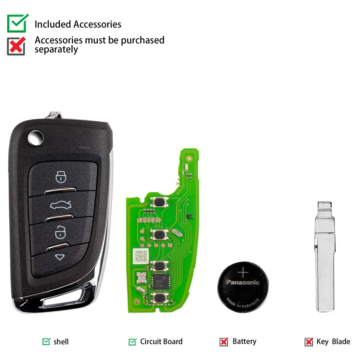 XHORSE XKM800EN Wire Remote Universal Flip Key 4 Button Knife Style 5pcs/lot