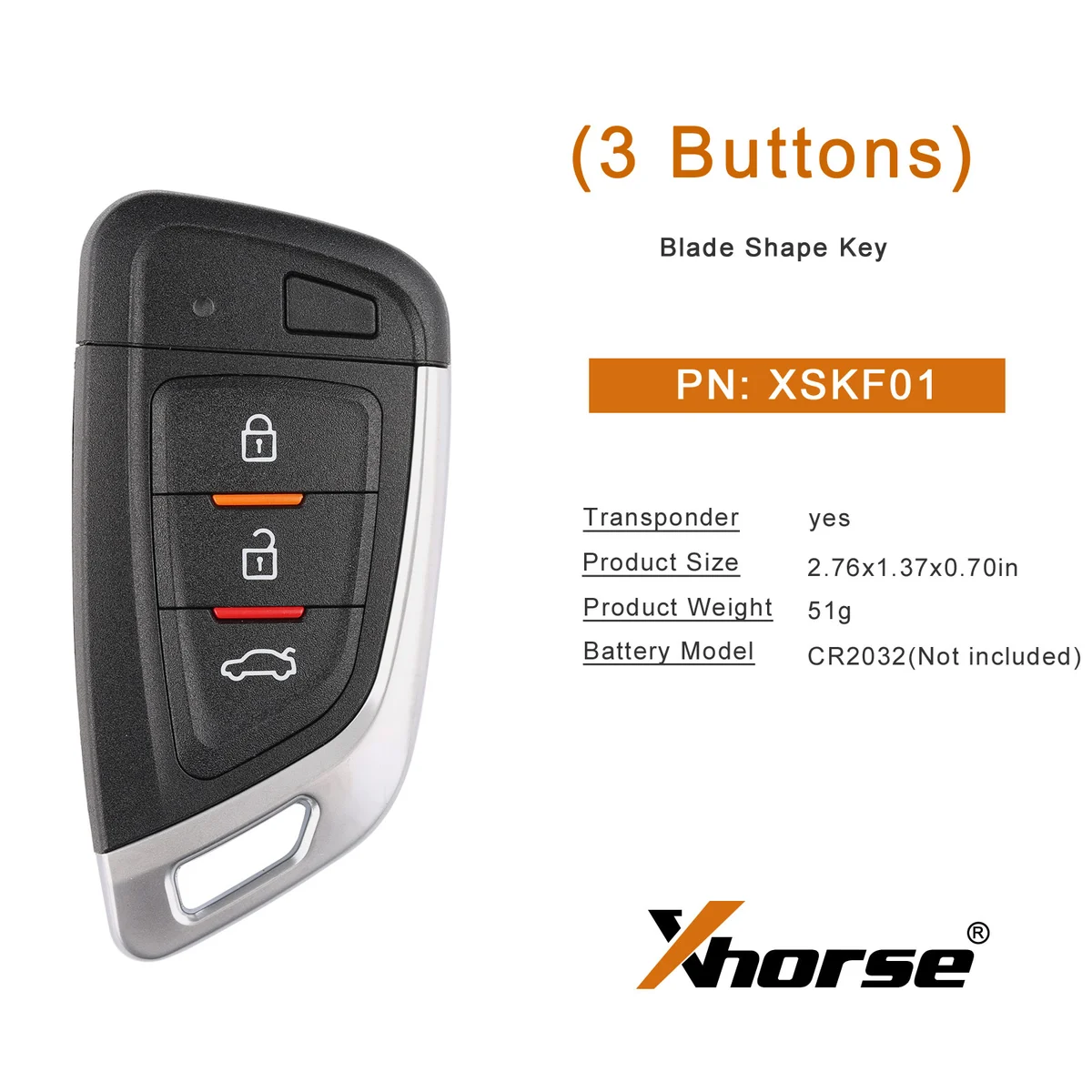 Xhorse XSKF01EN Smart Remote Key Knife 3 buttons Keyblank Inside English 5pcs/lot