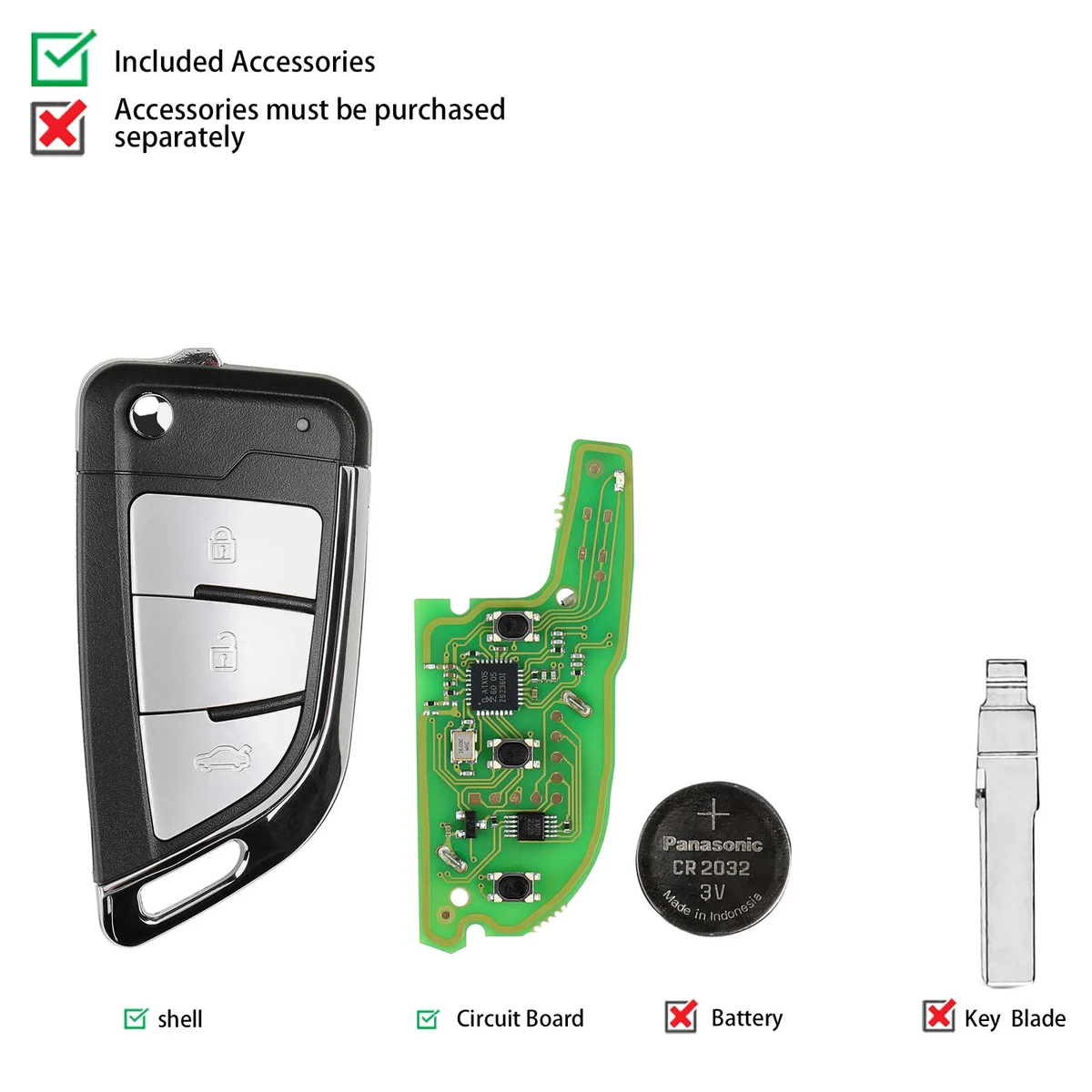 Xhorse XSKFF1EN Smart Remote Key Knife Style 3 Buttons English 5pcs/lot
